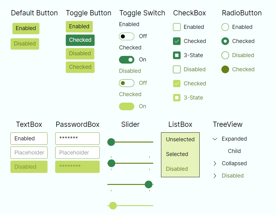 Fluent Theme Forest Palette